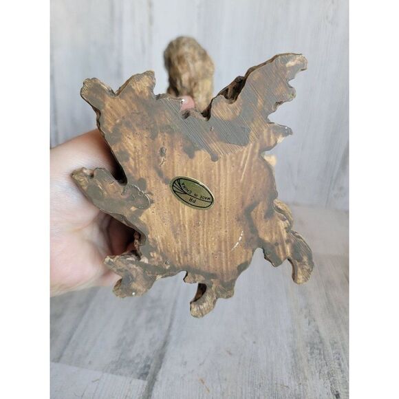 Rustic Santa Claus tree trunk candle holder vintage reindeer Xmas decor - Picture 8 of 8